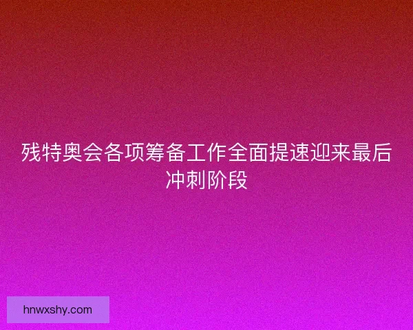 残特奥会各项筹备工作全面提速迎来最后冲刺阶段