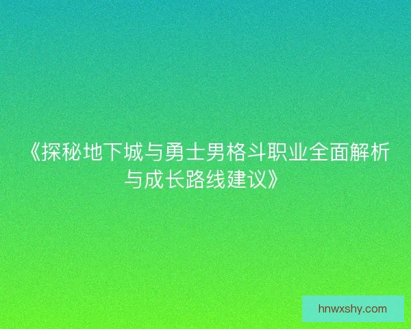 《探秘地下城与勇士男格斗职业全面解析与成长路线建议》