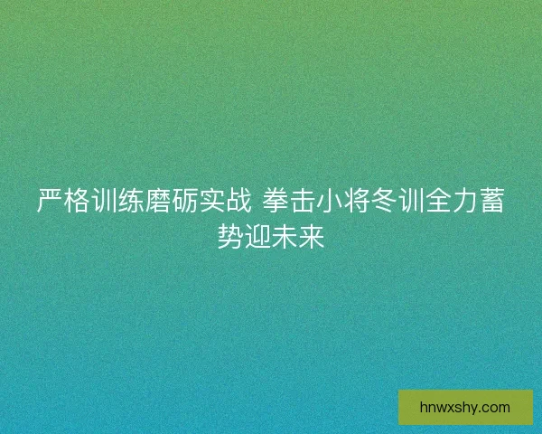 严格训练磨砺实战 拳击小将冬训全力蓄势迎未来