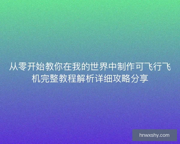 从零开始教你在我的世界中制作可飞行飞机完整教程解析详细攻略分享